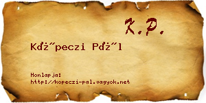 Köpeczi Pál névjegykártya